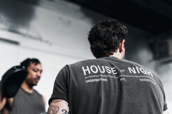 House of Nigh enzyme washed vintage grey boxing club tee shirt