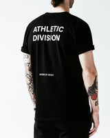 House of Nigh athletic division black short sleeve t-shirt made with 250 GSM cotton and dyed in North America for a luxury sportswear look and feel.